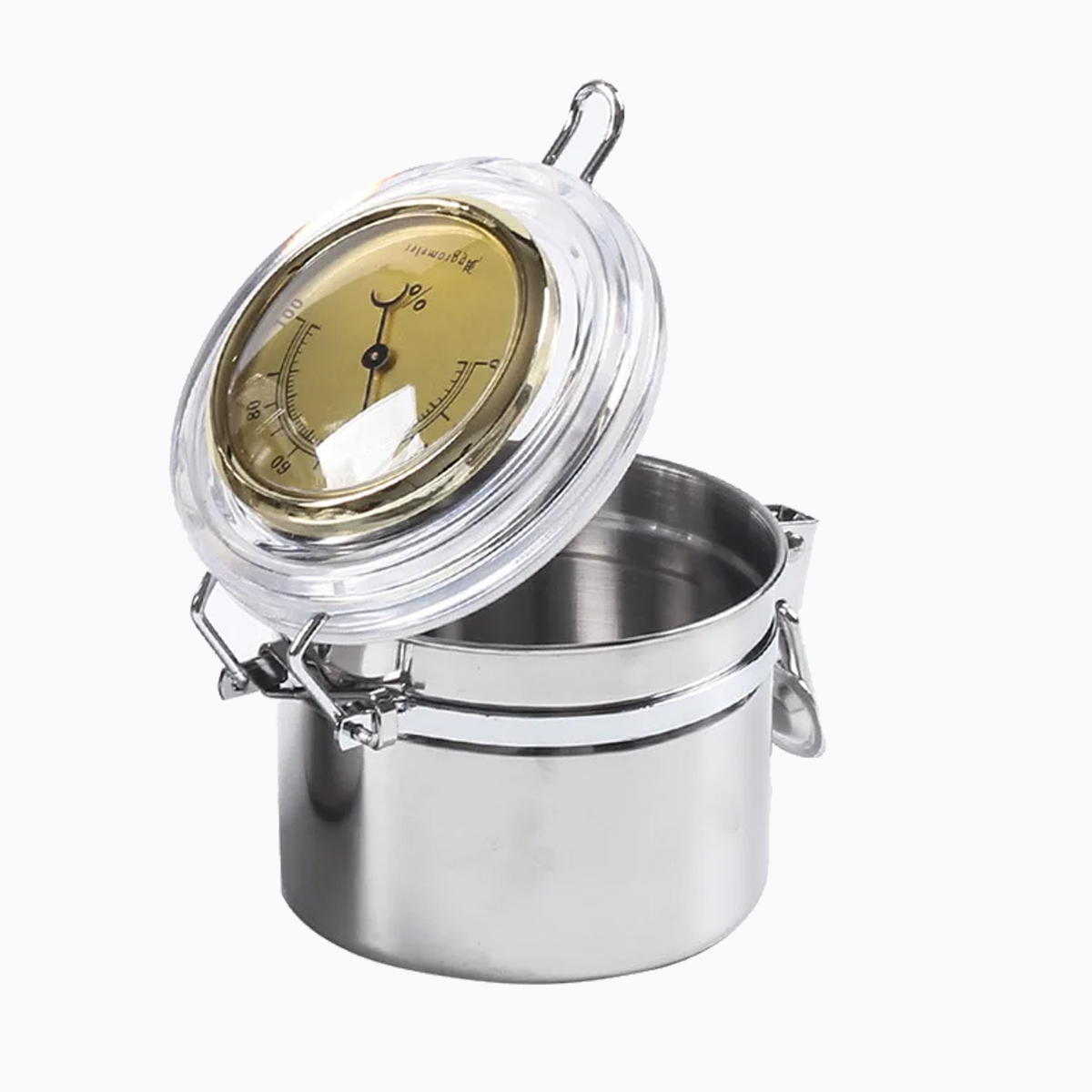 โถเก็บยาเส้น Stainless Tobacco Jar with Hygrometer